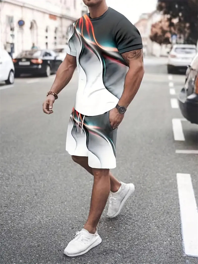 Running Gear For Men - Conjunto de T-shirt com Textura Gradiente